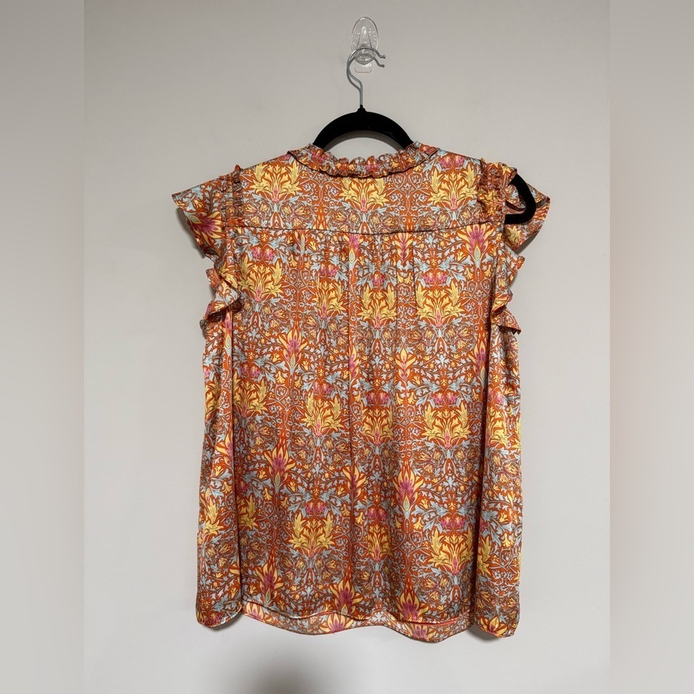Current Air Floral Ruffle Sleeve Top Size Medium Boho Feminine Office Teacher - Picture 2 of 7
